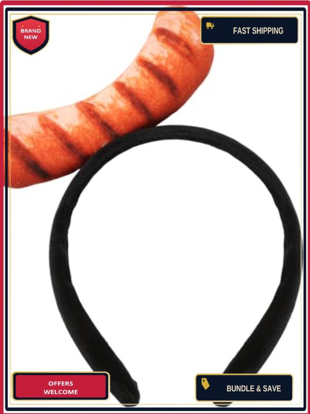 Funny Hot Dog Headband Costume Party Accessory Polyester Cotton